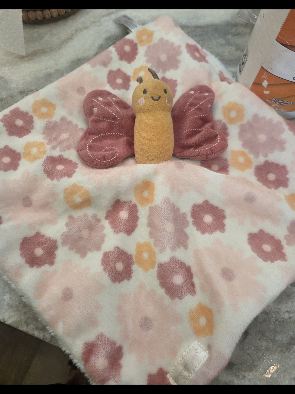 Dream Gro Plush Butterfly Lovey Security Blanket - Pink Floral ~ Bin R